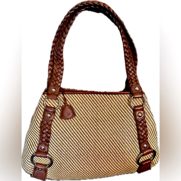 Banana Republic Handbags - Banana Republic Cream and Brown Woven Shoulder Bag